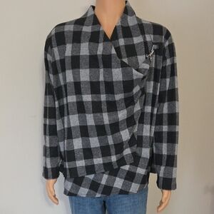 Maurices Charcoal and Black Plaid Jacket